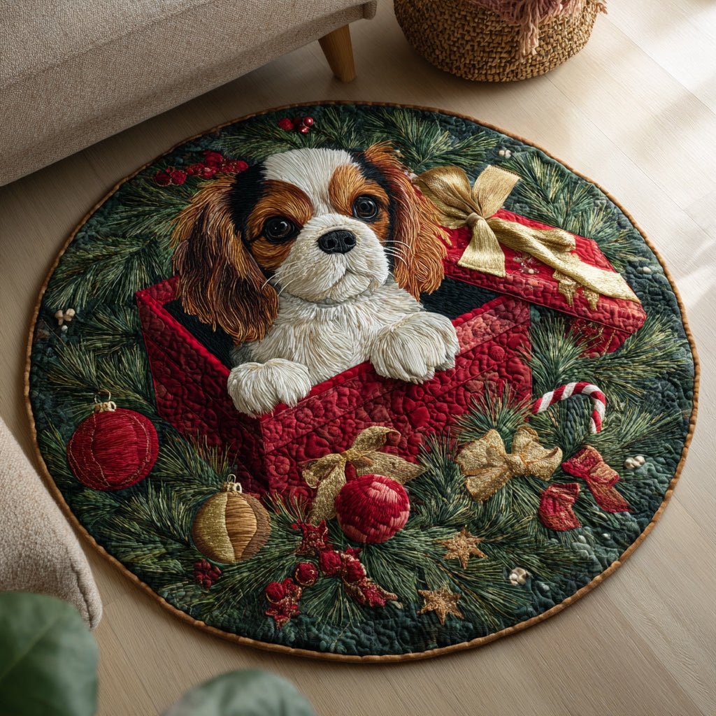 Merry King Charles Round Mat Rug - washable non-slip printed rug