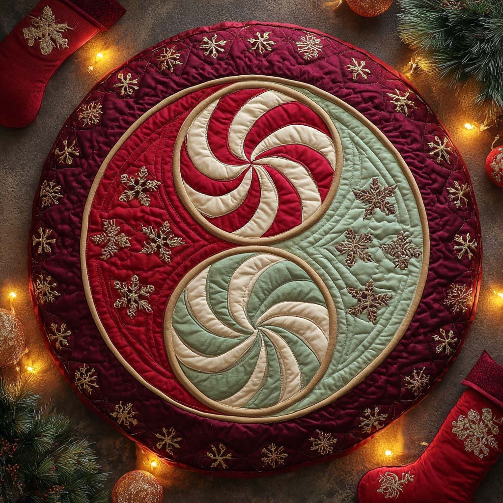 Merry Mint Circle Round Mat Rug - washable non-slip printed rug