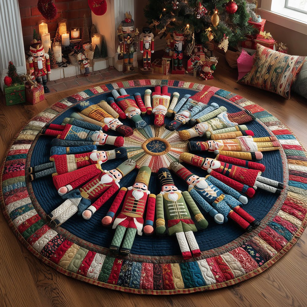 Merry Nutcracker Round Mat Rug - washable non-slip printed rug