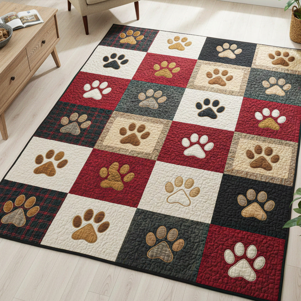 Merry Pawmas area rug in a living room