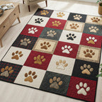 Merry Pawmas area rug in a living room