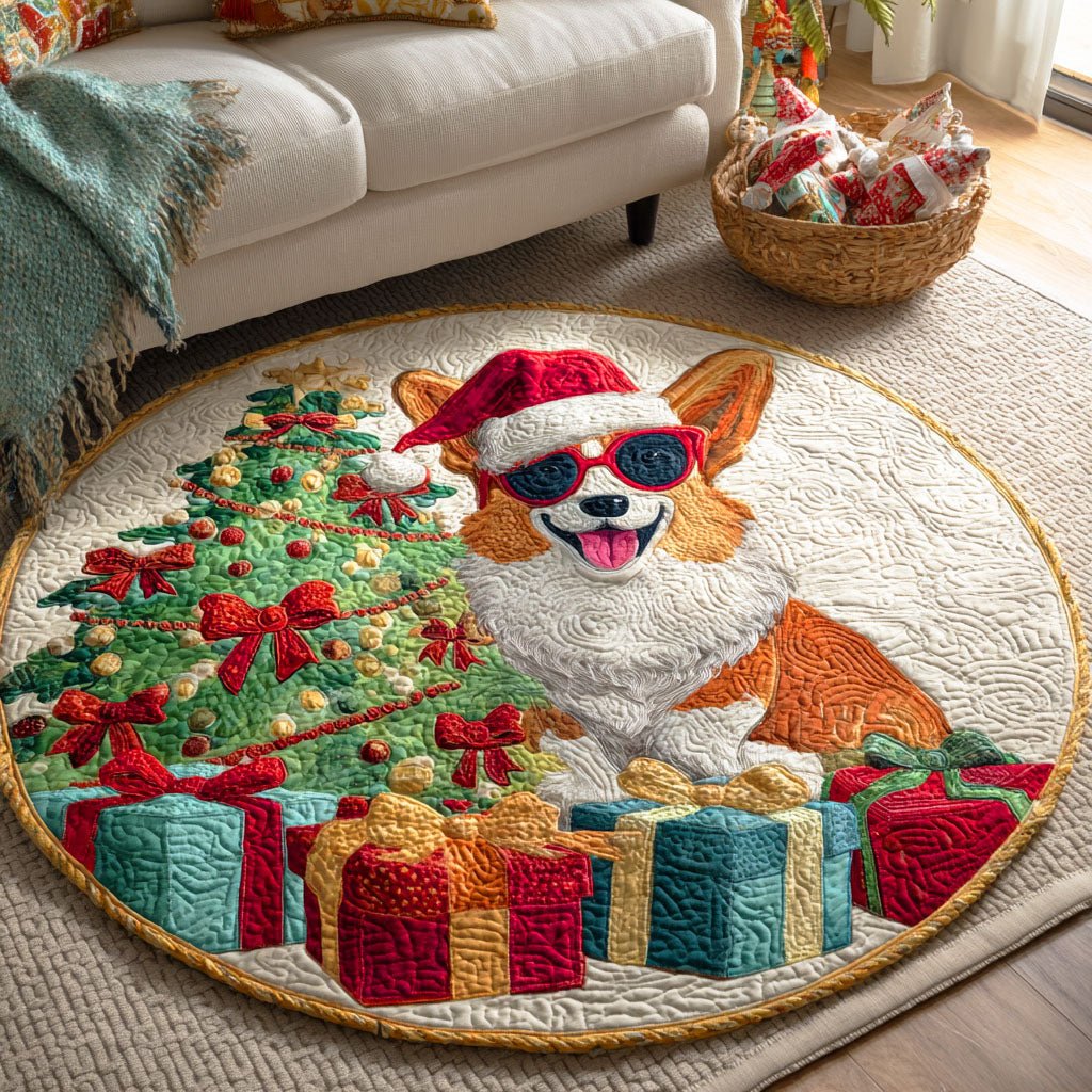 Merry Paws Round Mat Rug - washable non-slip printed rug