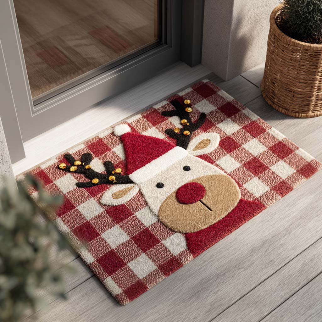 Merry Reindeer Doormat - Seasonal Holiday Design | Printed Welcome Doormat