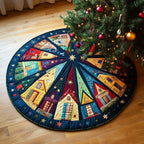 Merry Snowy Delight Round Mat Rug - washable non-slip printed rug