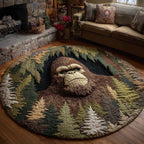 Merry Squatchmas (Design 4) Round Mat Rug - washable non-slip printed rug