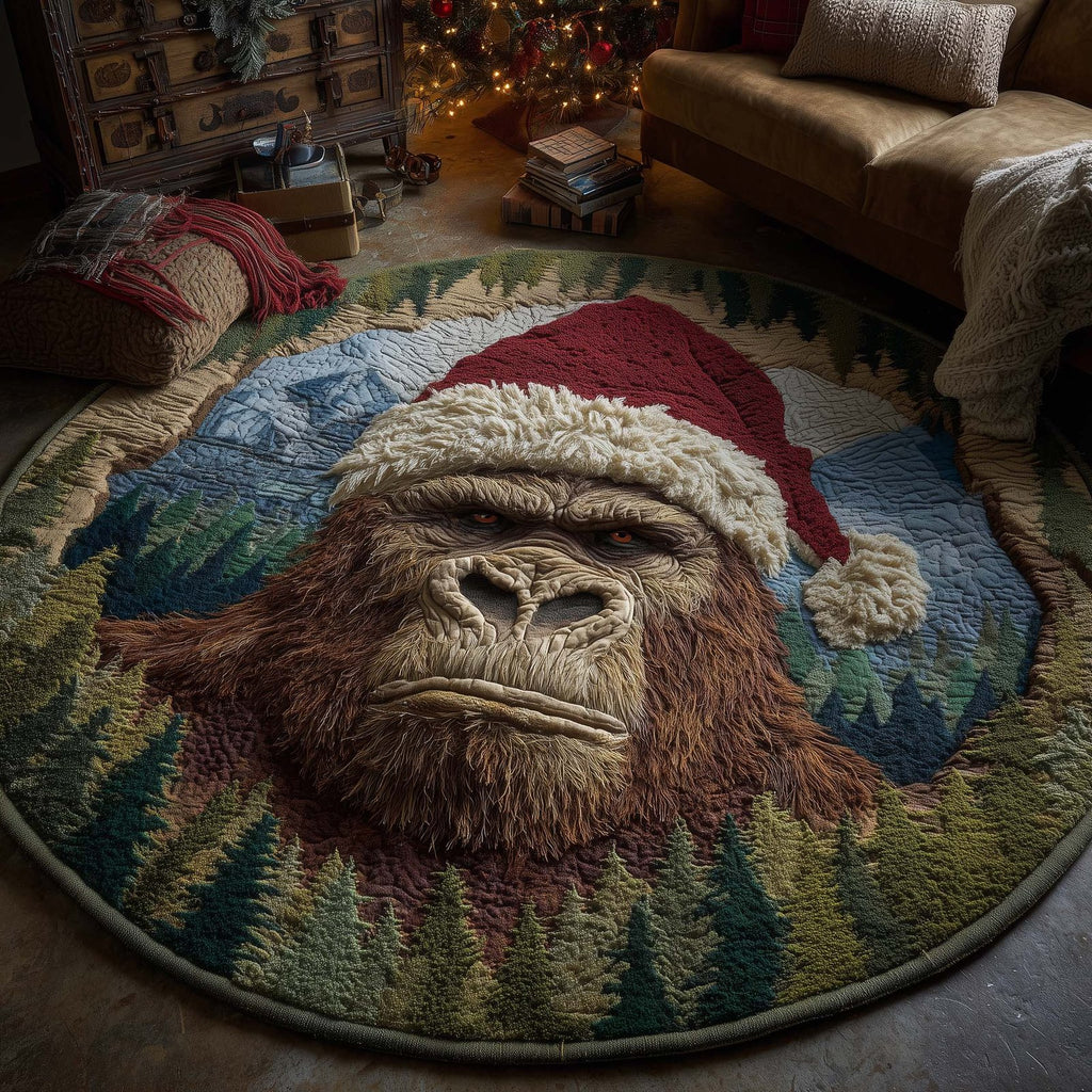 Merry Squatchmas Round Mat Rug - Nature Design | Serene Home Decor