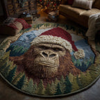 Merry Squatchmas (Design 3) Round Mat Rug - washable non-slip printed rug