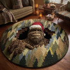 Merry Squatchmas (Design 8) Round Mat Rug - washable non-slip printed rug
