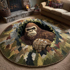 Merry Squatchmas (Design 2) Round Mat Rug - washable non-slip printed rug
