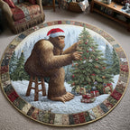 Merry Squatchmas (Design 7) Round Mat Rug - washable non-slip printed rug