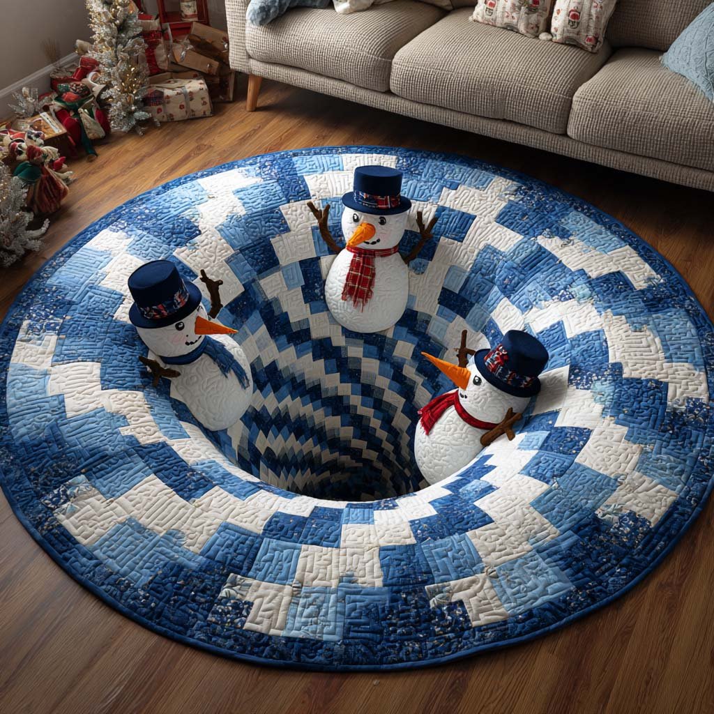 Merry Swirl Round Mat Rug - washable non-slip printed rug