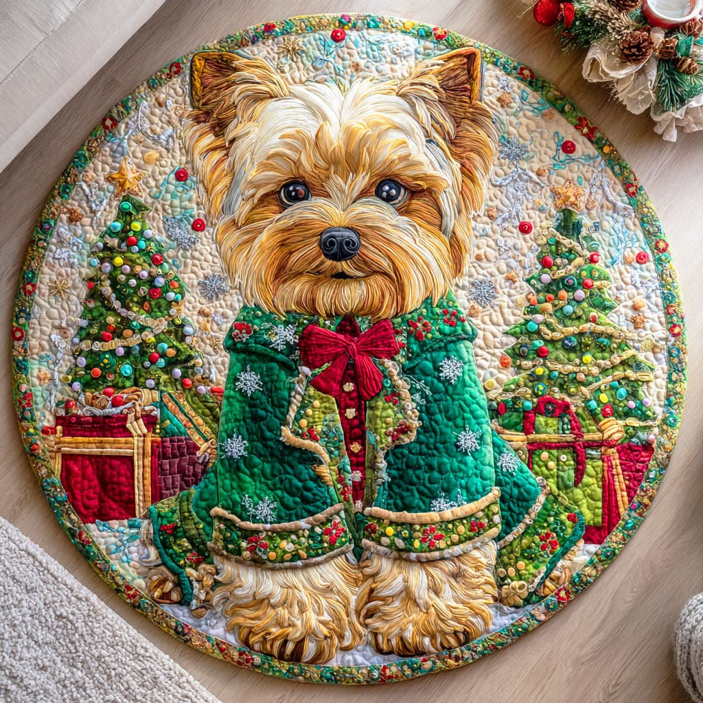 Merry Terrier Round Mat Rug - washable non-slip printed rug