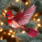 Rose Wing Cardinal Flight Christmas Ornament