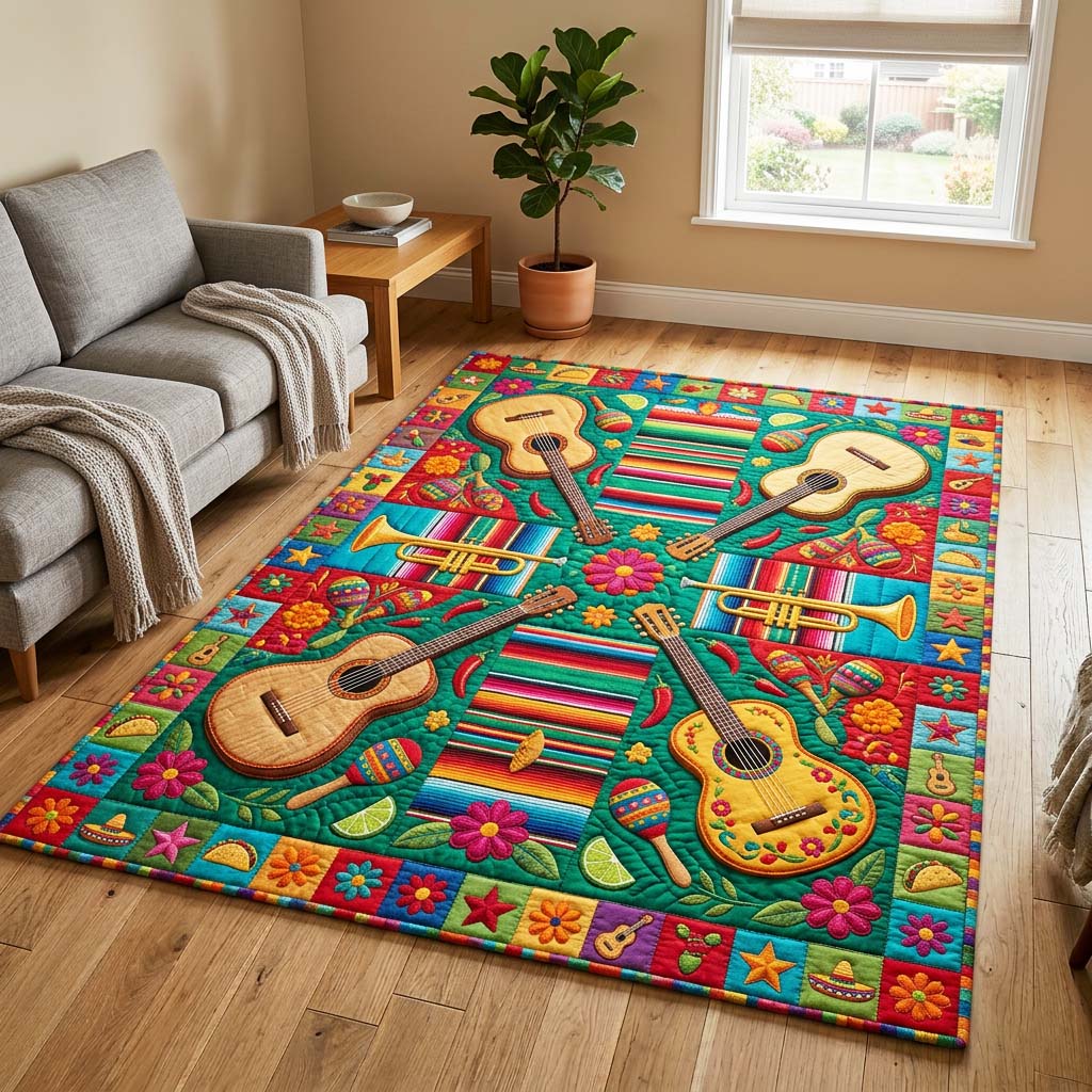Mexican Fiesta area rug in a living room