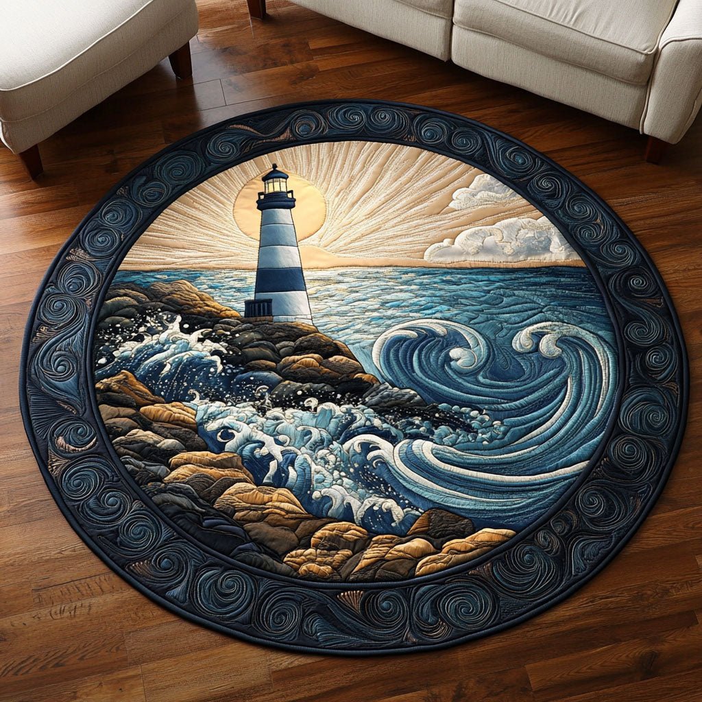 Midnight Beacon Round Mat Rug - washable non-slip printed rug