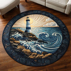 Midnight Beacon Round Mat Rug - washable non-slip printed rug