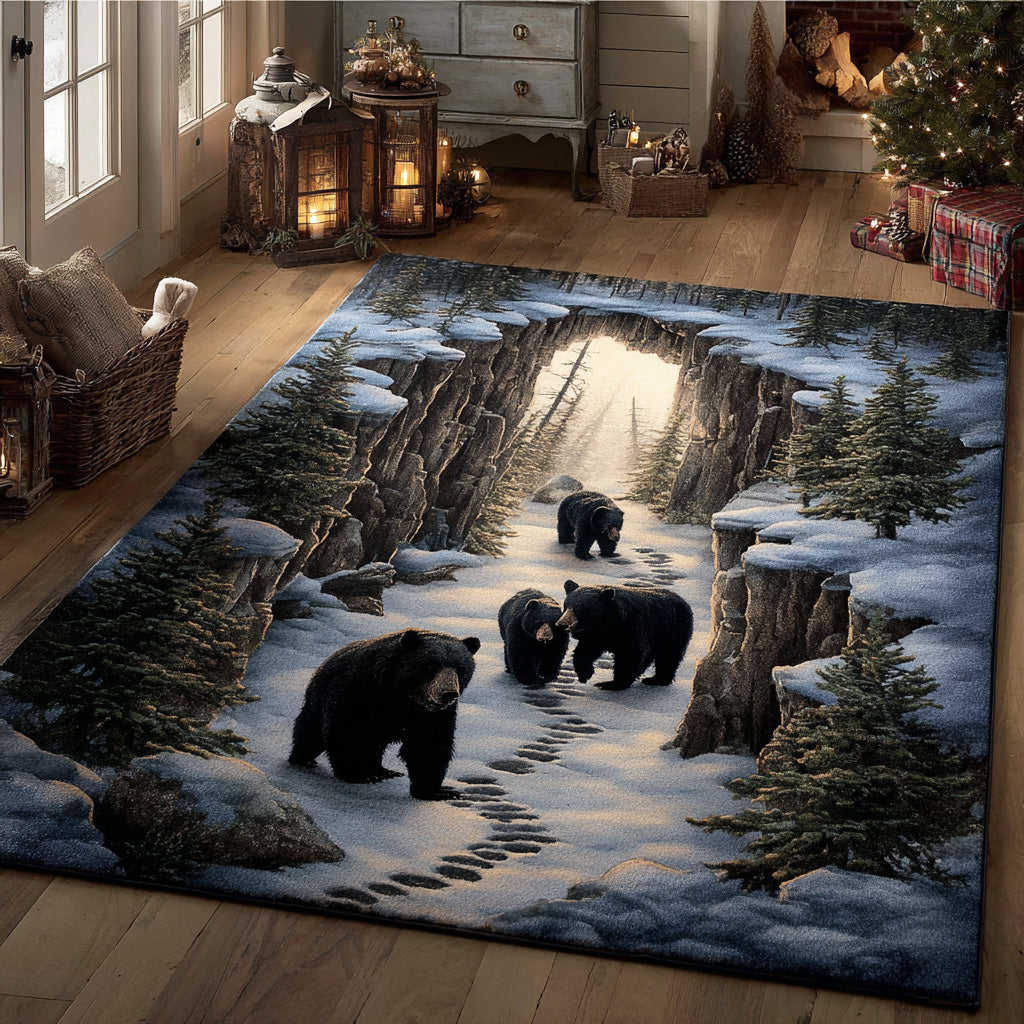 Midnight Bears area rug in a living room