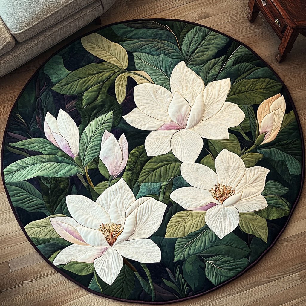 Midnight Blossom Round Mat Rug - Nature Design | Serene Home Decor