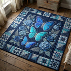 Midnight Blue Wings area rug in a living room