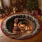 Midnight Canyon Express Round Mat Rug - washable non-slip printed rug