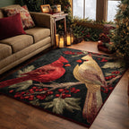 Midnight Cardinals area rug in a living room