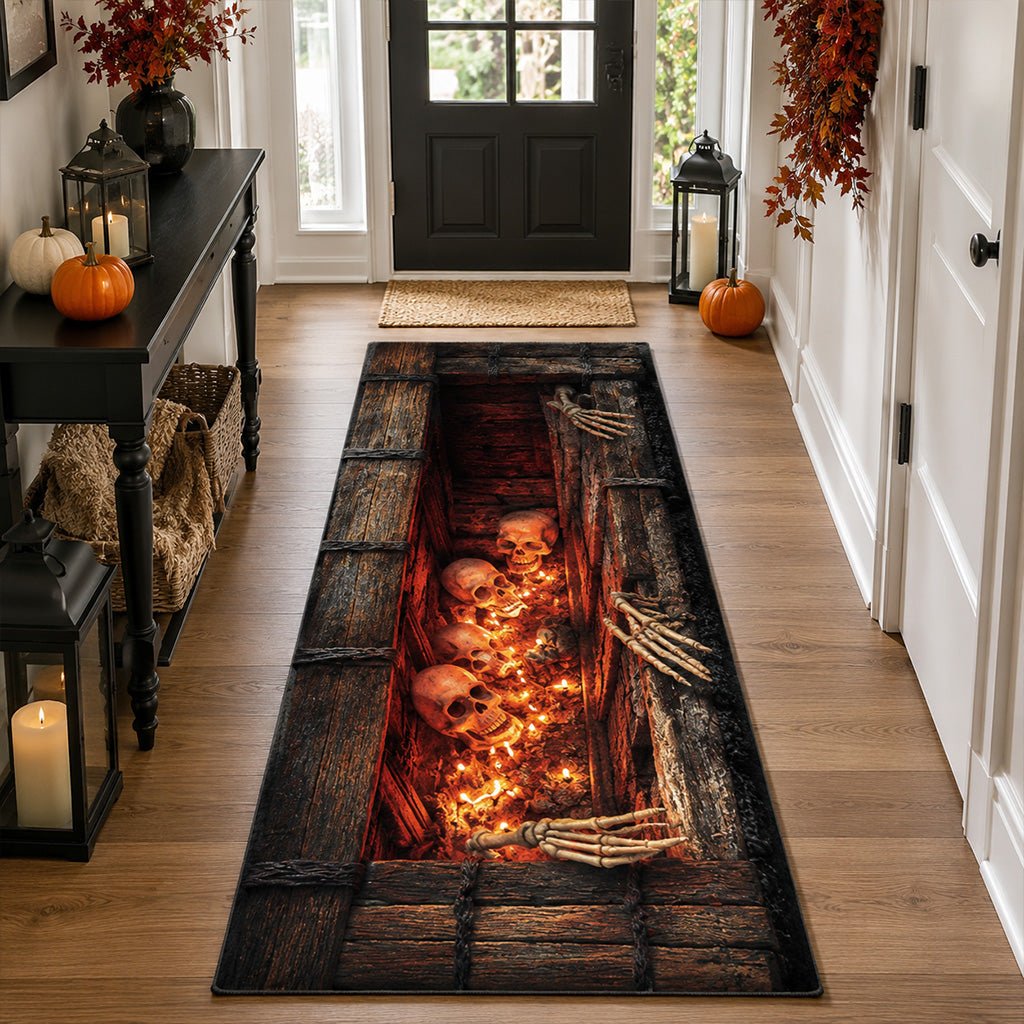 Midnight Cemetery Gate Runner Carpet Runner Rug - Cute Pet Design | Animal Printed Runner Rug