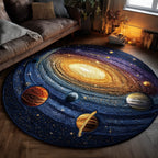 Midnight Cosmos Round Mat Rug - washable non-slip printed rug
