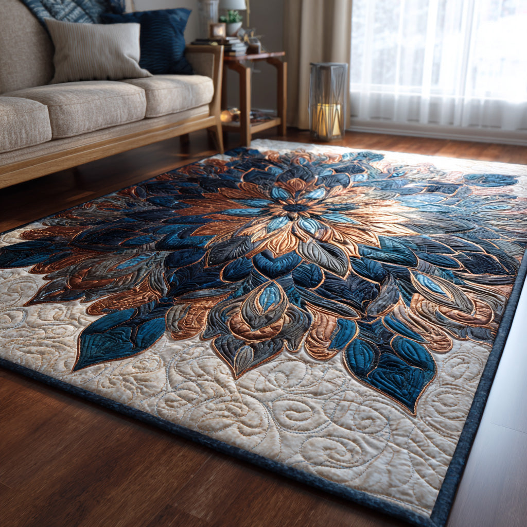 Midnight Filigree area rug in a living room
