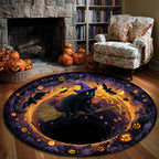 Midnight Flight Round Mat Rug - washable non-slip printed rug