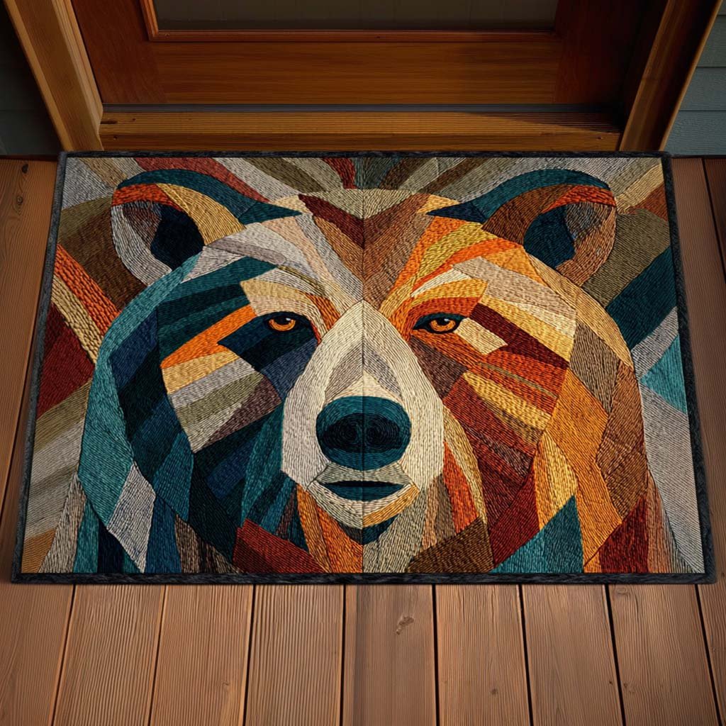 Midnight Forest Bear Doormat - Cute Animal Design | Printed Welcome Doormat