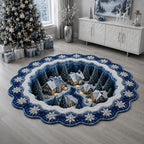 Midnight Frost Village Custom Shape Area Rug - Nature Design | Die-Cut Non-Slip Rug - washable non-slip printed rug