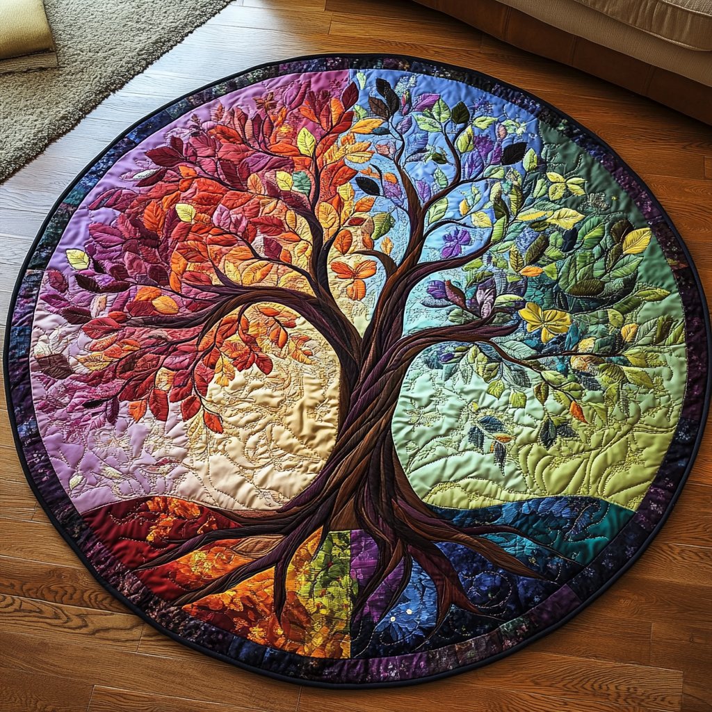 Midnight Garden Round Mat Rug - washable non-slip printed rug