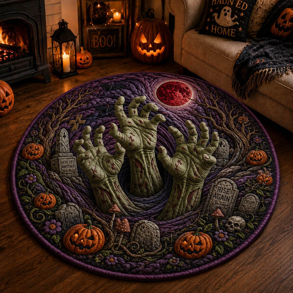 Midnight Ghoul Vortex Round Mat Rug - Nature Design | Serene Home Decor