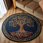 Midnight Grove Round Mat Rug - washable non-slip printed rug