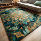 Midnight Halo area rug in a living room