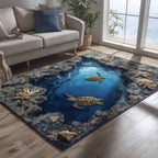 Midnight Lagoon area rug in a living room