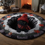 Midnight Magic Cat Round Mat Rug - washable non-slip printed rug