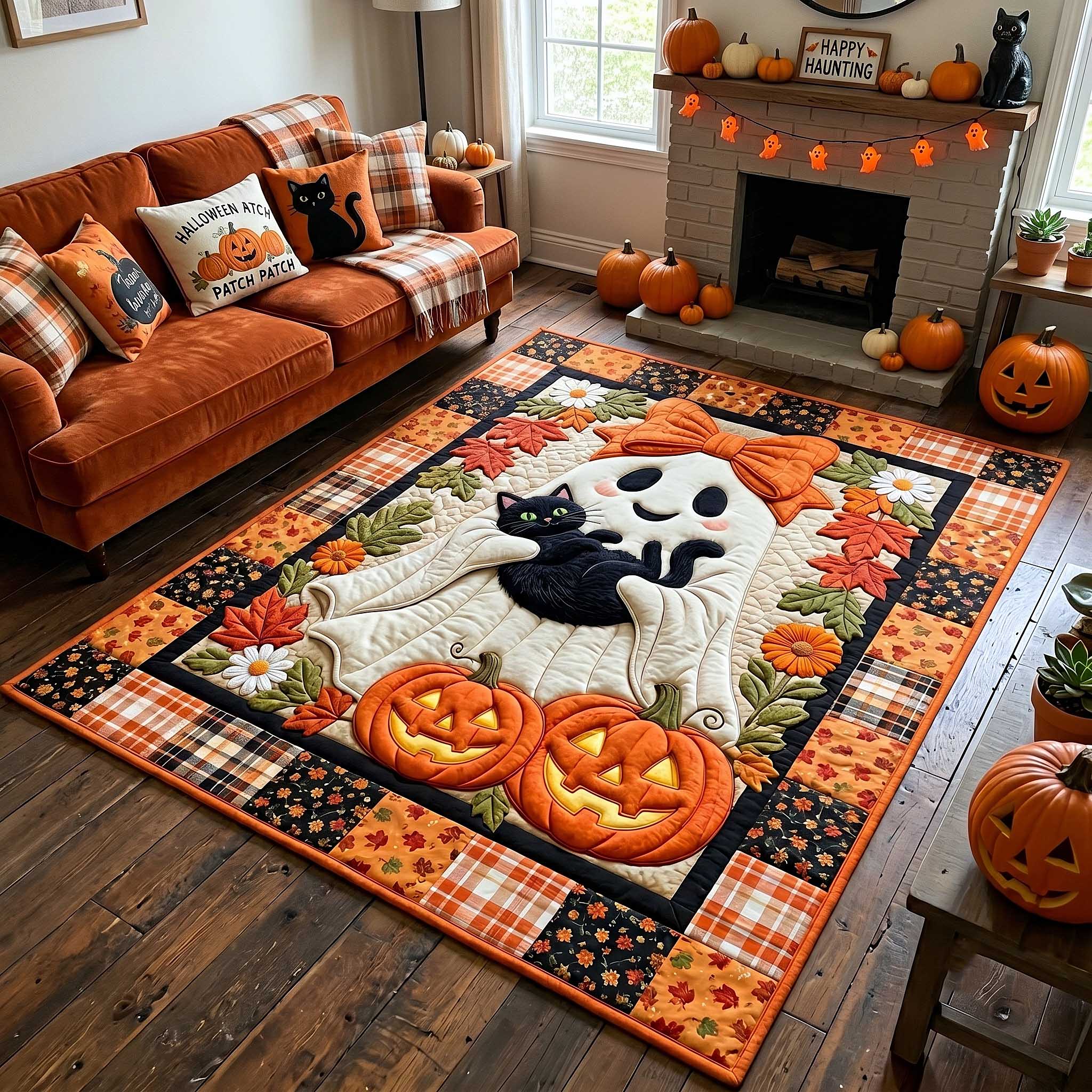 Midnight Mischief area rug in a living room