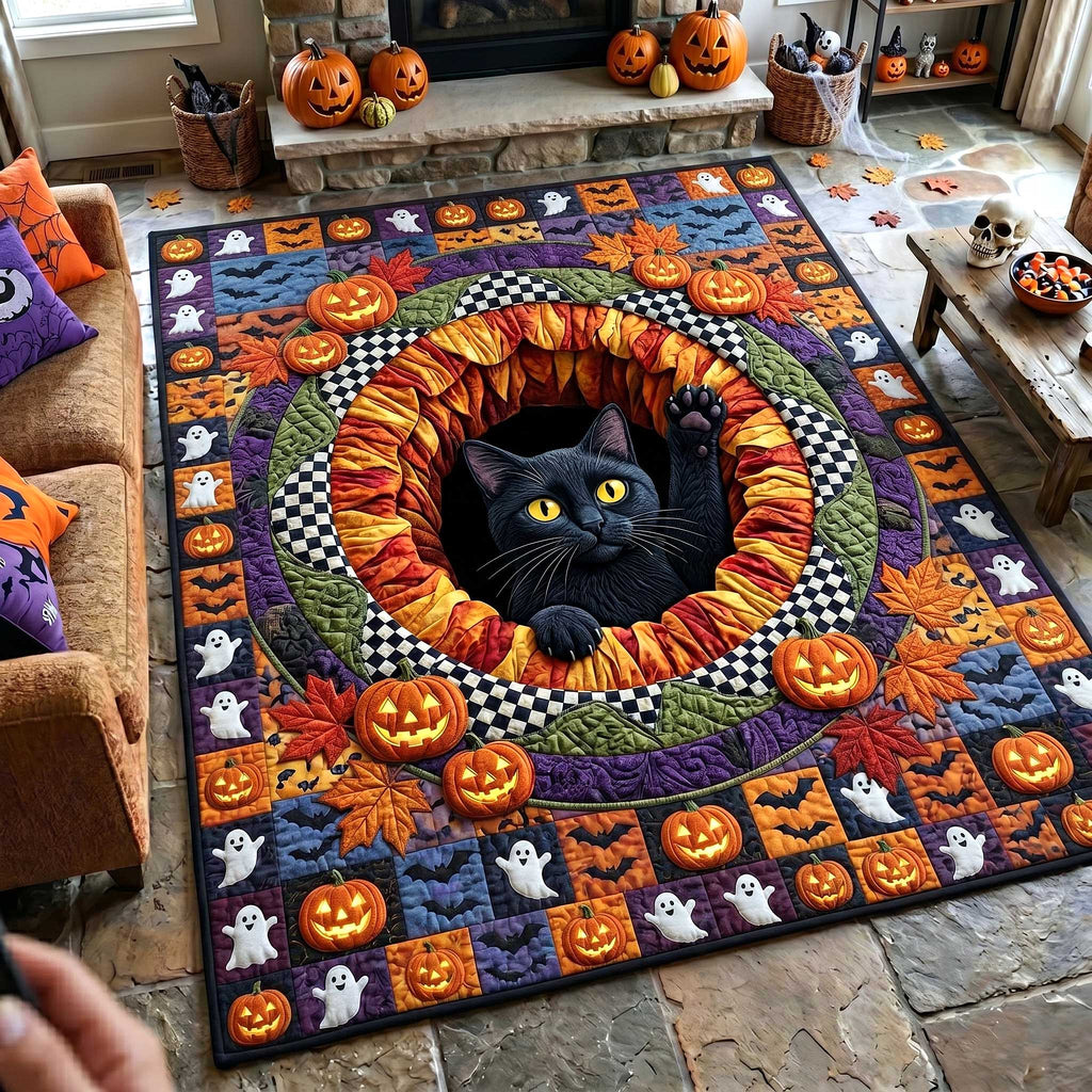 Midnight Mischief area rug in a living room
