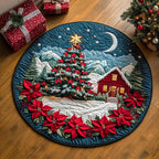 Midnight Mountain Haven Round Mat Rug - washable non-slip printed rug