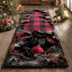 Midnight Noel Cat Runner Carpet Runner Rug - Cute Pet Design | Animal Printed Runner Rug