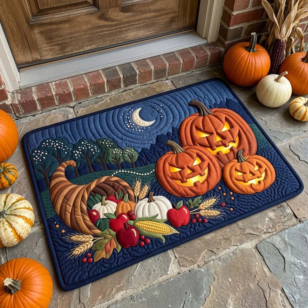 Midnight Orchard Harvest Doormat - Nature Design | Printed Welcome Doormat - washable non-slip printed rug