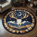 Midnight Plains Round Mat Rug - washable non-slip printed rug