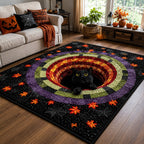Midnight Pounce area rug in a living room