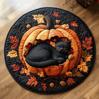 Midnight Prowl Round Mat Rug - Cute Pet Design | Animal Printed Home Decor