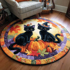 Midnight Prowler Round Mat Rug - washable non-slip printed rug