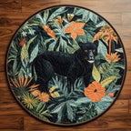 Midnight Roar Round Mat Rug - washable non-slip printed rug