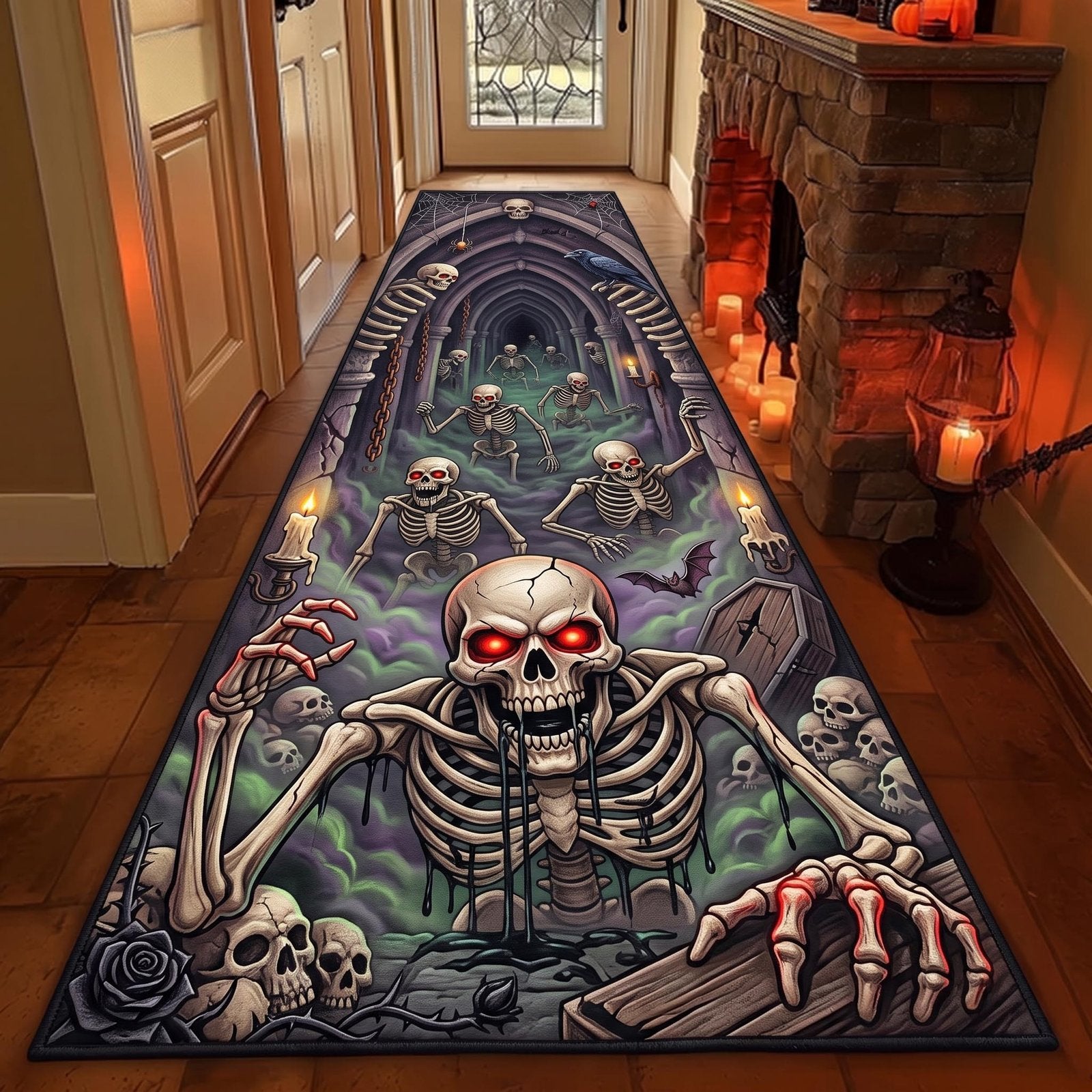 Midnight Skeleton Runner Rug - Nature Design | Serene Runner Rug