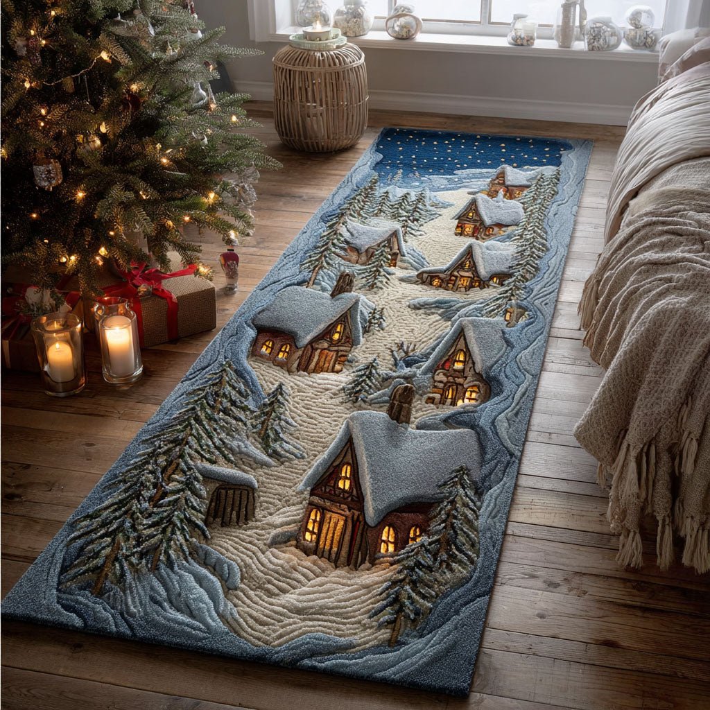 Midnight Snow Trail Runner Carpet Runner Rug - Cute Pet Design | Animal Printed Runner Rug