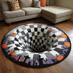 Midnight Spiral Round Mat Rug - washable non-slip printed rug